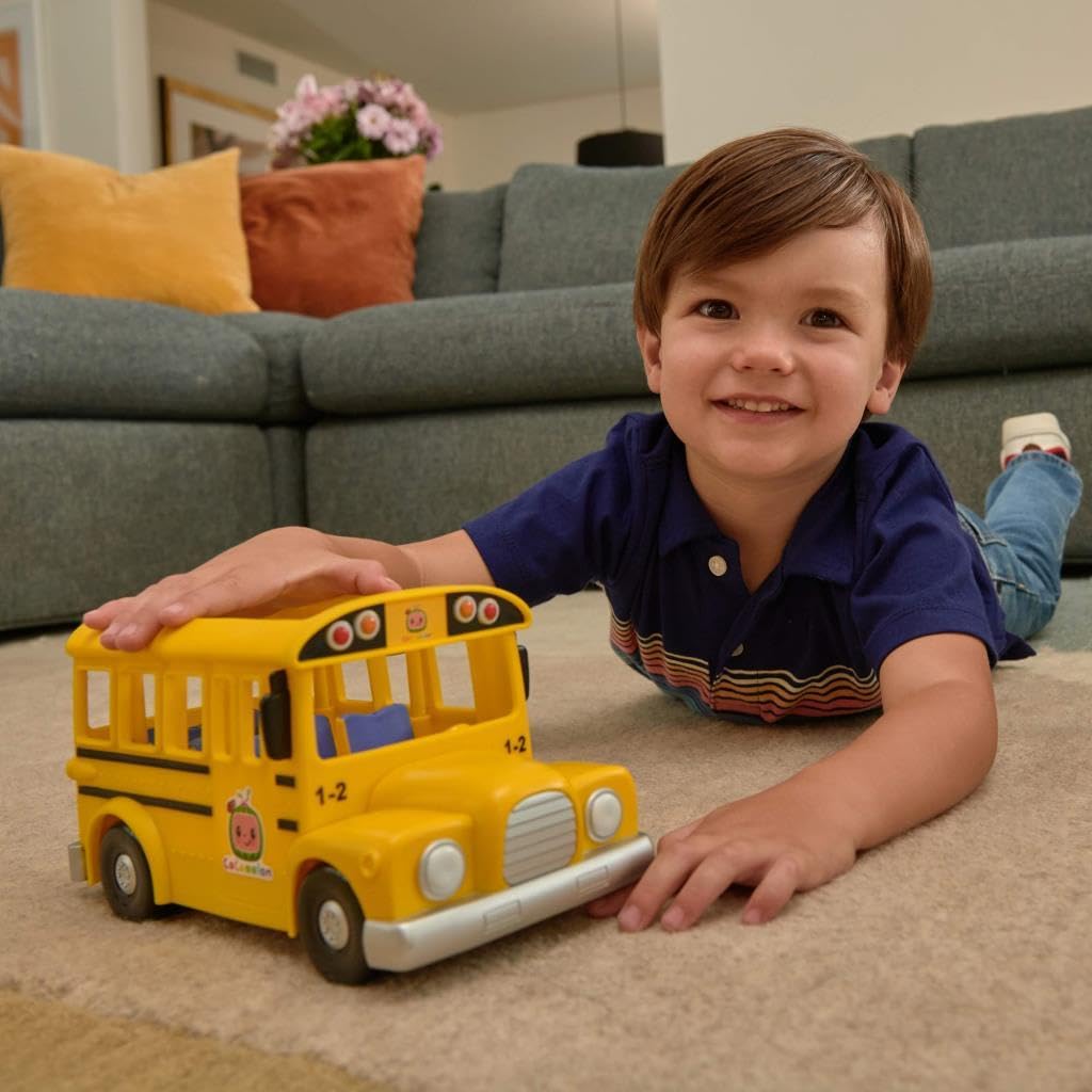 CoComelon Official Musical Yellow School Bus, Plays Clips from ‘Wheels on The Bus,’ Featuring Removable JJ Figure – Character Toys for Babies, Toddlers, and Kids - Medaid International