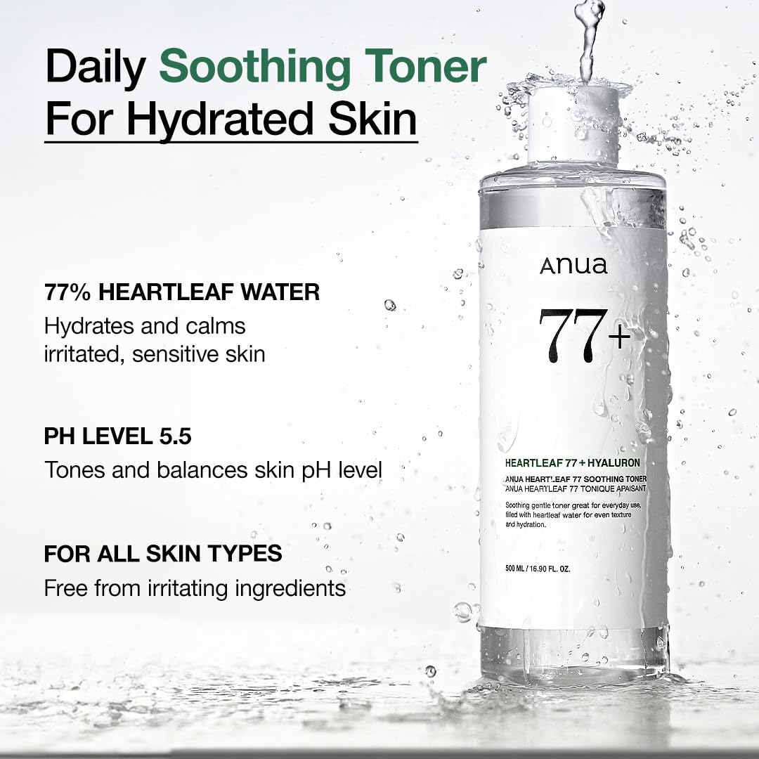 Anua Heartleaf 77 Soothing Toner I pH 5.5 Trouble Care, Calming Skin, Refreshing, Hydrating, Purifying, Cruelty Free, Vegan,(250ml / 8.45 fl.oz.) - Medaid International