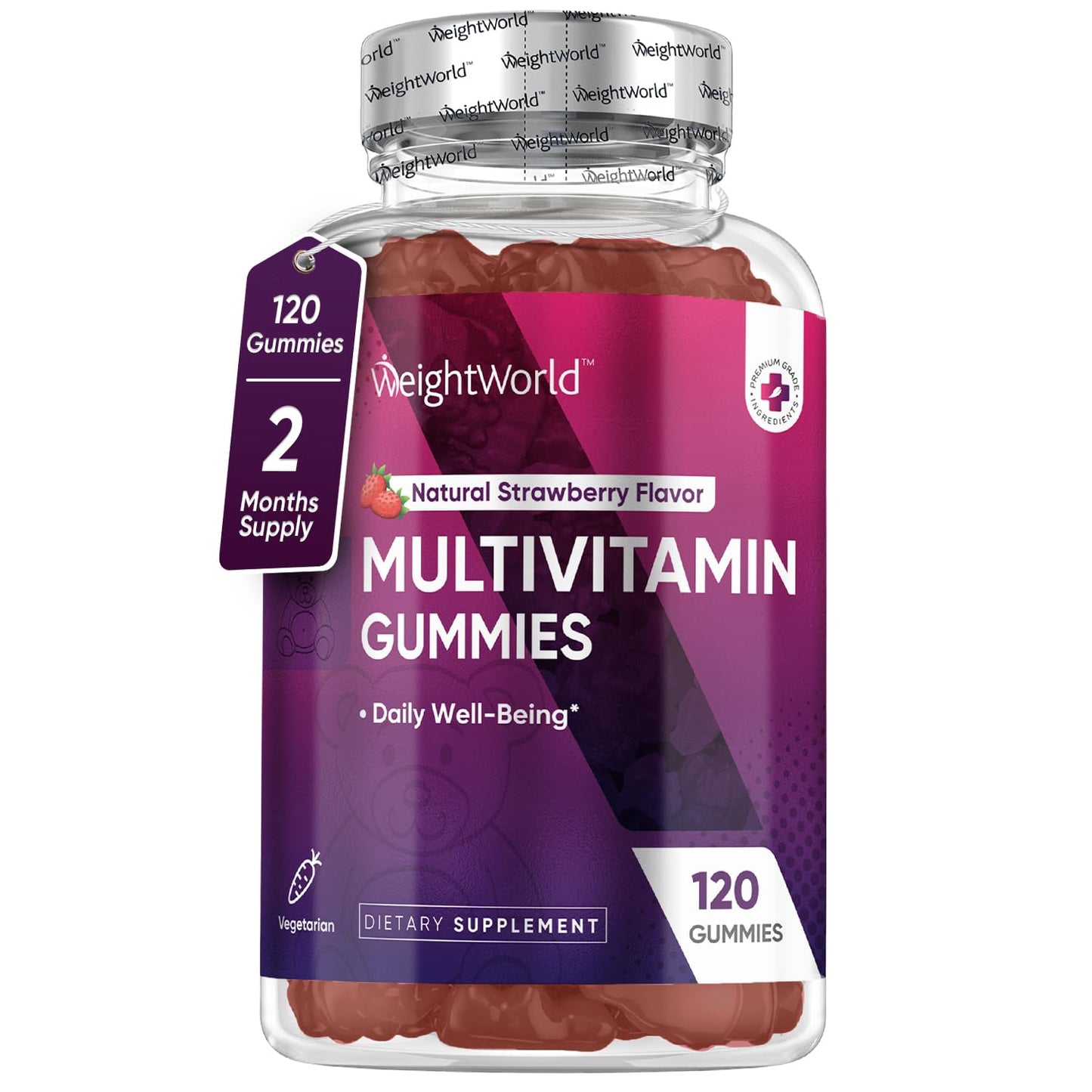 WeightWorld Adult Multivitamin Gummies - 120 Men's Gummy Multivitamins with Nutrients for Daily Well-Being - Vegetarian Women's Gummy Vitamin (2-Month Supply) - Non-GMO, Lactose-Free & Gluten-Free - Medaid International