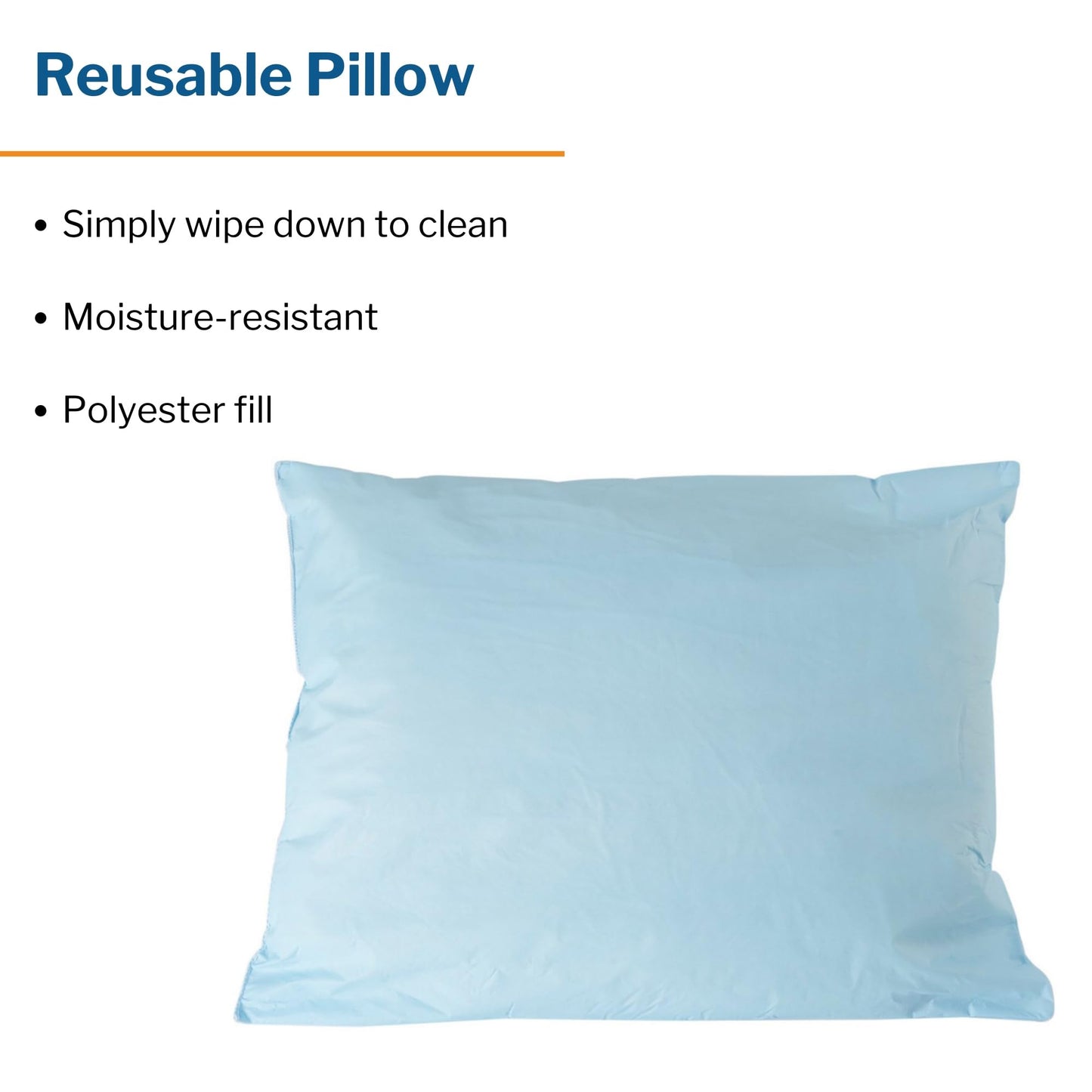 McKesson Medical Pillow [1 Count] Limited Reusable Hospital Bed Pillows, Fluid Moisture and Stain-Resistant, Blue, 20 in x 26 in - Medaid International