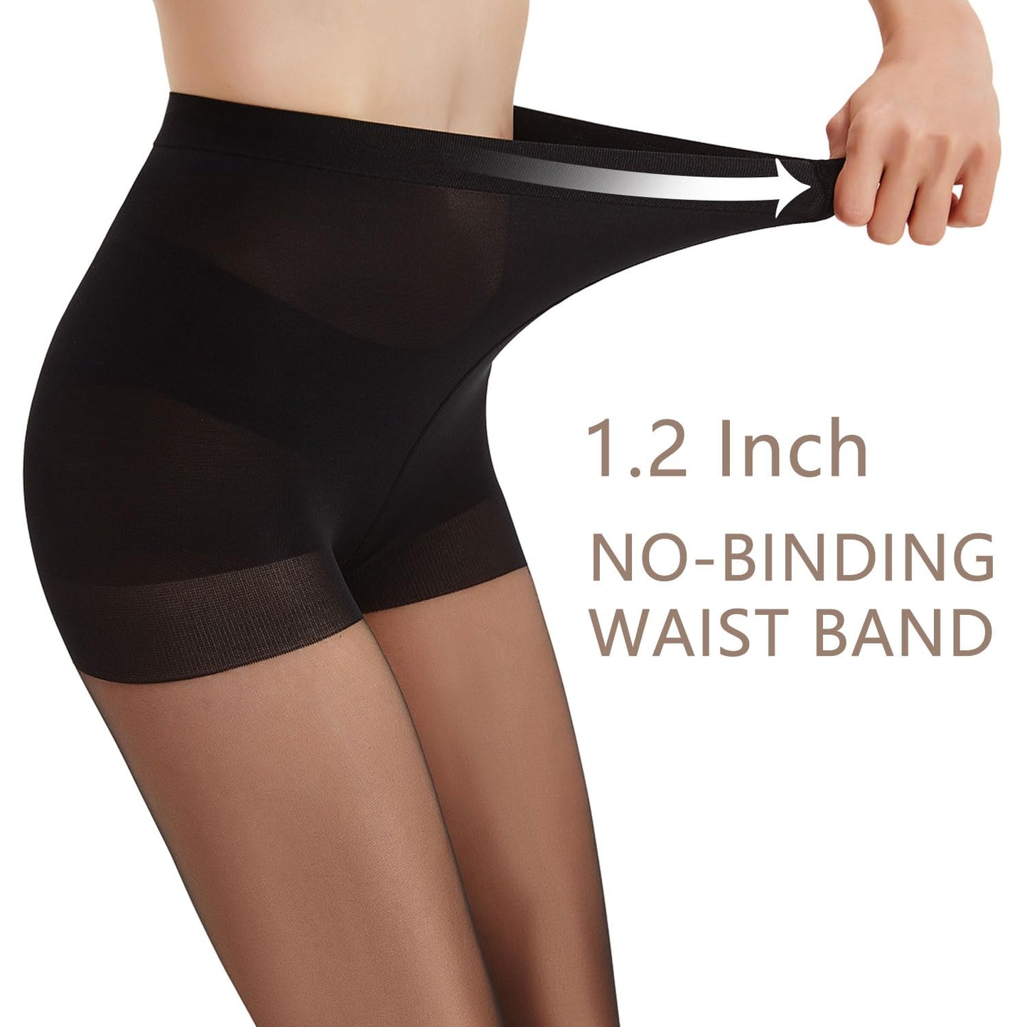 Citystl 3 Pairs Black Sheer Tights for Women - 20D Resist Tears Control Top Pantyhose with Reinforced Toes, Smooth, Supple(Black-M) - Medaid International