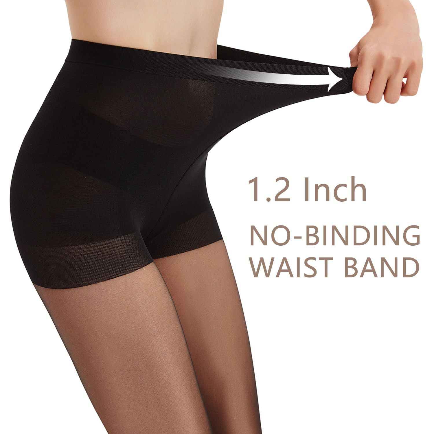 Citystl 3 Pairs Black Sheer Tights for Women - 20D Resist Tears Control Top Pantyhose with Reinforced Toes, Smooth, Supple(Black-M) - Medaid International
