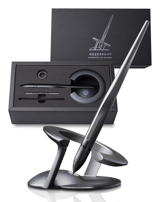 novium Hoverpen Interstellar - Space Black, Ballpoint Pen, Unique Conversational Starter, Premium Futuristic Design, Precision Flow Ink, Schmidt Ballpoint Cartridges - Medaid International
