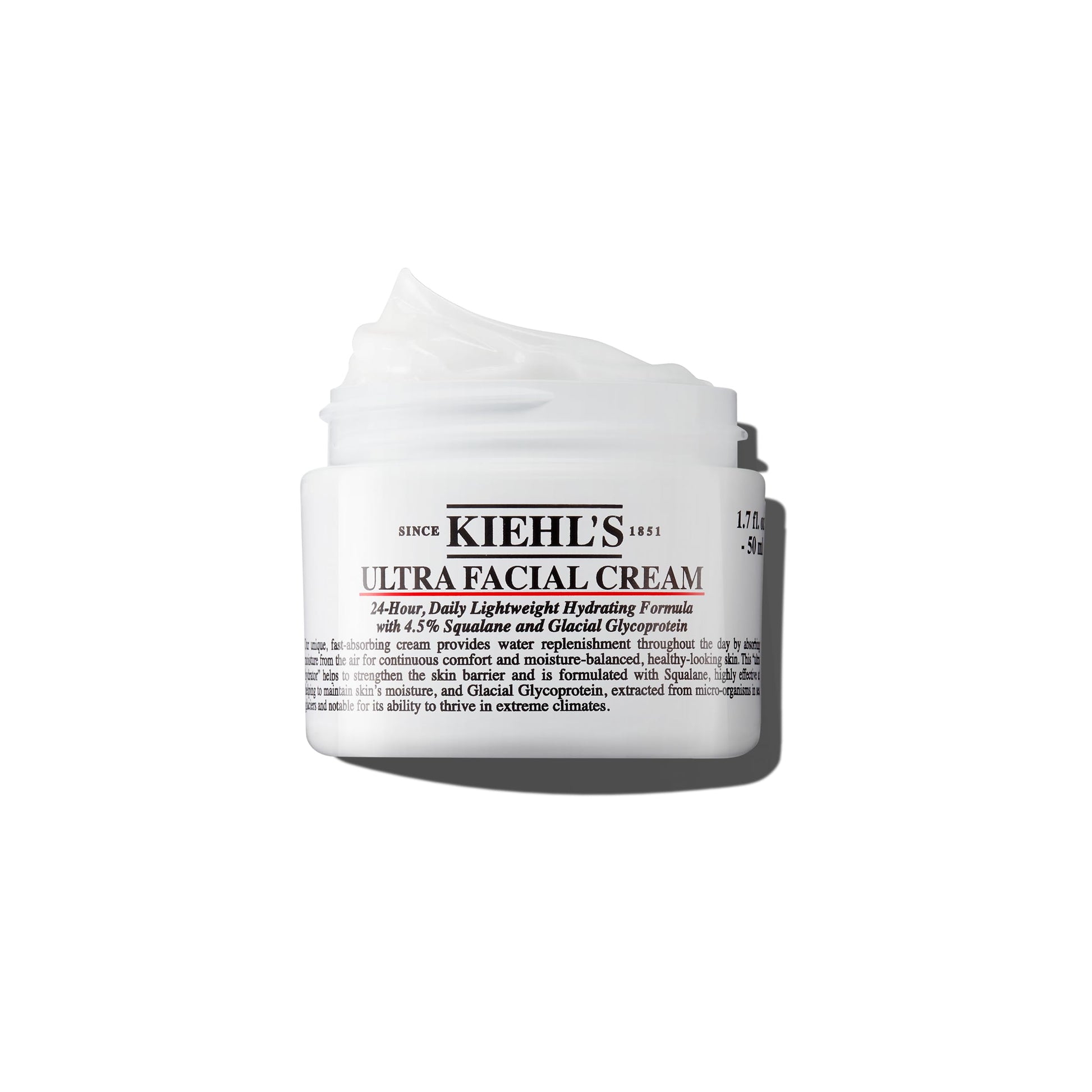 Kiehl's Ultra Facial Cream, with 4.5% Squalane to Strengthen Skin's Moisture Barrier, Skin Feels Softer and Smoother, Long-Lasting Hydration, Easy and Fast-Absorbing, All Skin Types - 1.7 fl oz - Medaid International
