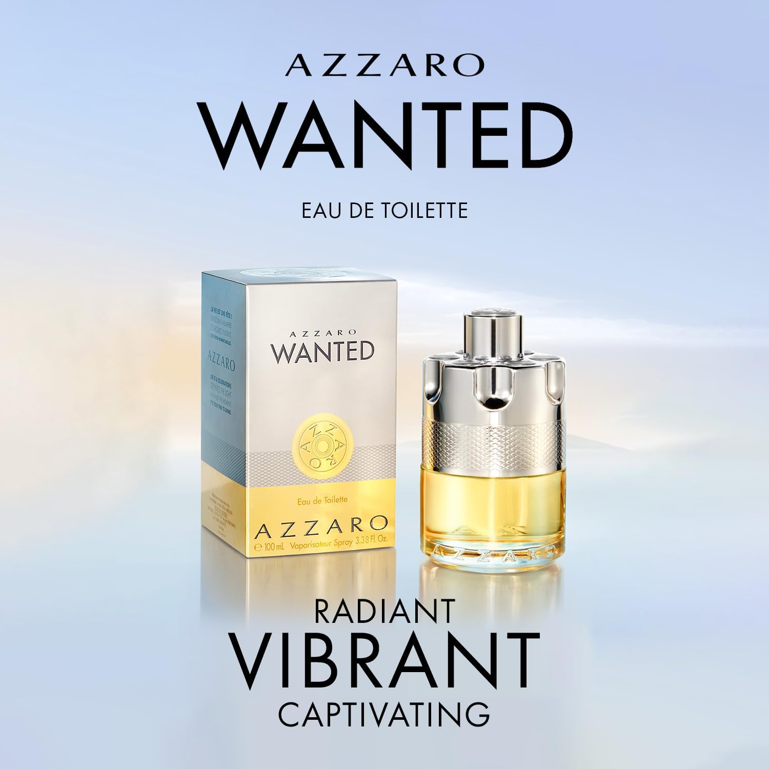 Azzaro Wanted Eau de Toilette - Vibrant & Irresistible Mens Cologne - Woody, Citrus & Spicy Fragrance - Cardamom, Lemon, Vetiver - Everyday Wear - Luxury Perfumes for Men - Full Size, 3.3 Fl. Oz - Medaid International