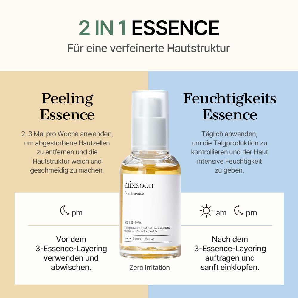 mixsoon Bean Essence Exfoliating Hydrating for Face fermented bean extract Hyaluronic Acid Serum Korean Glass Skin Care 1.69 Fl Oz / 50ml - Medaid International