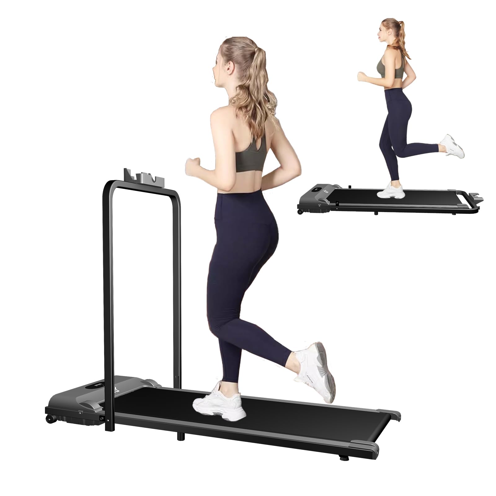 Walking Pad Treadmill, 3 in 1 for Walking and Jogging, Low Noise, Under Desk for Home/Office with LED Display, Remote Control, Installation-Free, Collapsible armrests Grey - Medaid International