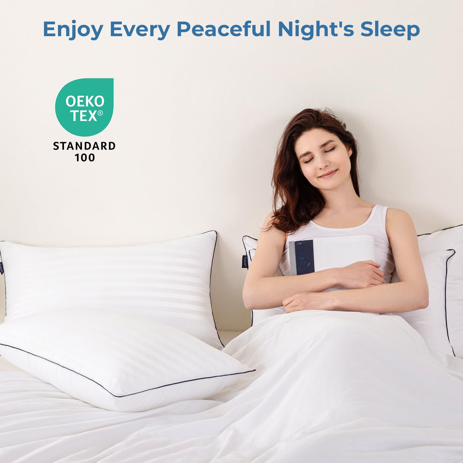 GOHOME Pillows Standard Size Set of 4 - Bed Pillows for Sleeping 4 Pack, Cooling Supportive Hotel Pillows with Premium Soft Down Alternative Fill for Side Stomach and Back Sleepers - Medaid International