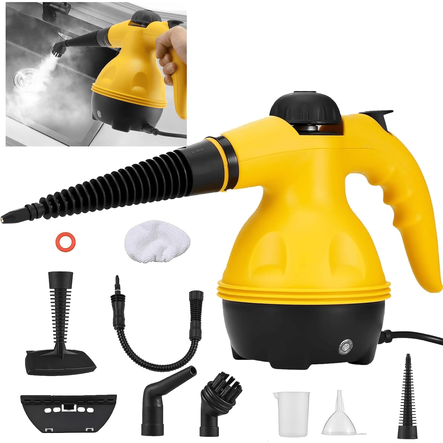 High Pressure Steam Cleaner ‚Äì 1000W Handheld Steam Cleaning Machine with 9 Accessories for Kitchen, Bathroom, Furniture & Car Detailing - Medaid International