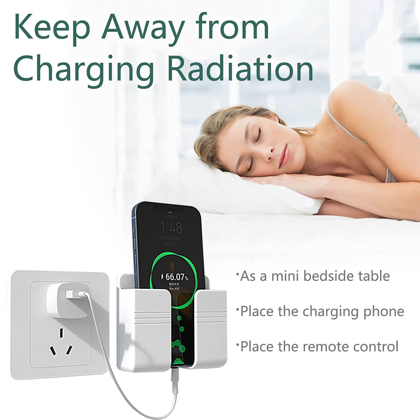 CEI&BPY Wall Mount Phone Holder, Phone Stand with Self Adhesive. Phone Holder for Charging and RV for iPhone and Android (1Pc,White) - Medaid International