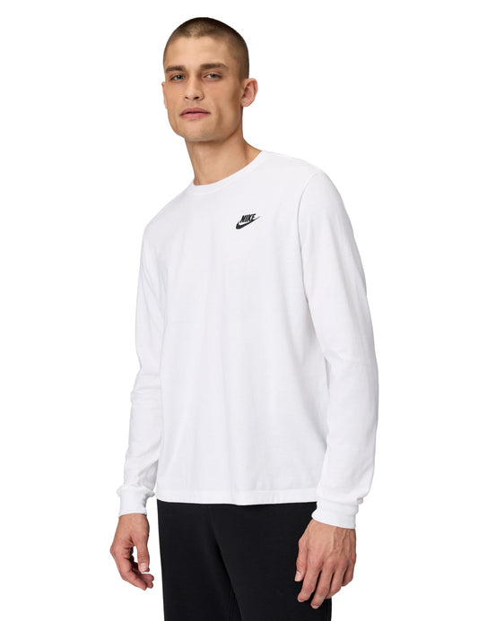 Nike Men's Sportswear Club Long-Sleeve T-Shirt, White/Black, 2XL - Medaid International