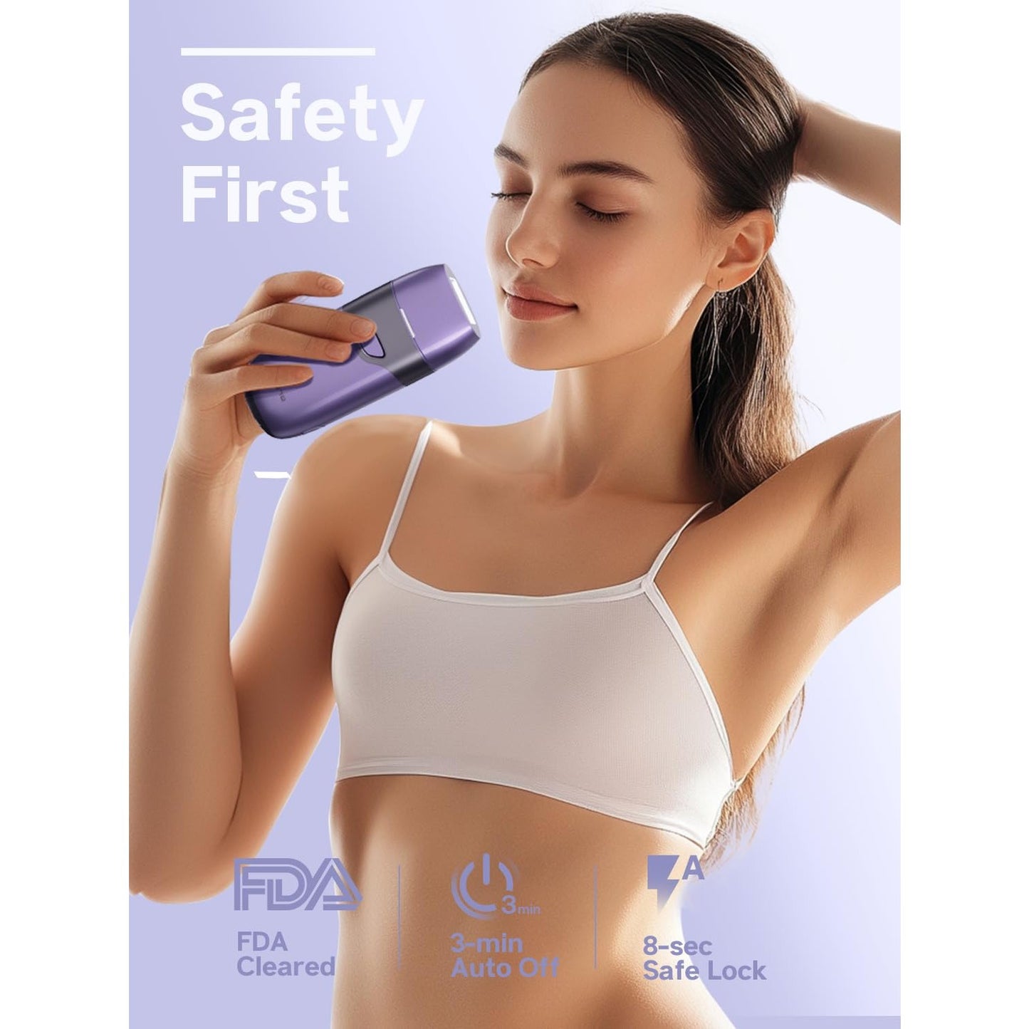 Blex Mini Laser Hair Removal for Women and Men, IPL Laser Hair Removal Device, 201g Mini-Sized Design, 2 in 1 with Skin Rejuvenation, Painless at-Home Hair Remover, Purple - Medaid International