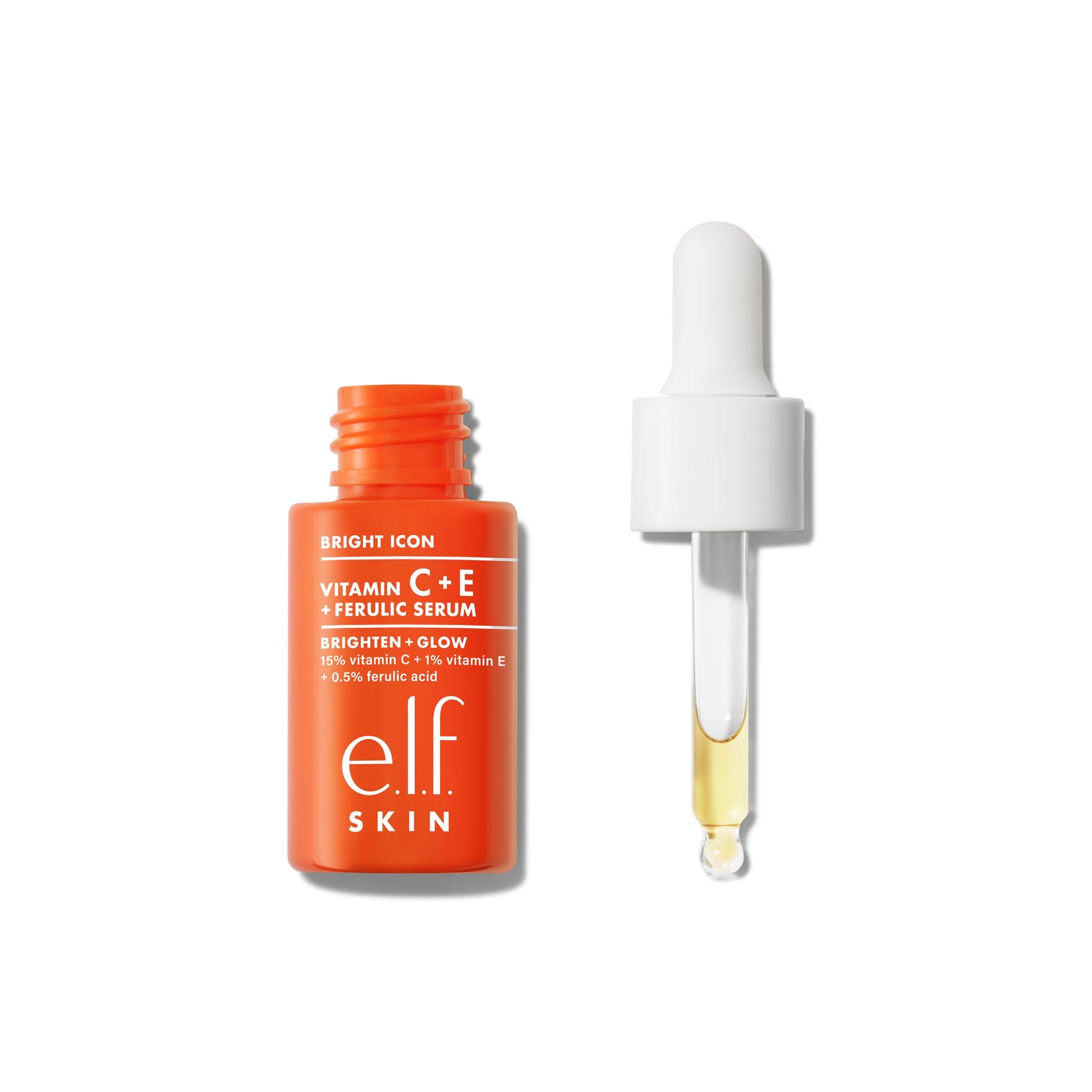 e.l.f. SKIN Bright Icon Vitamin C + E + Ferulic Serum Mini, Brightening & Soothing Face Serum, Helps Even Skin Tone, Vegan & Cruelty-Free, 0.5 fl oz - Medaid International