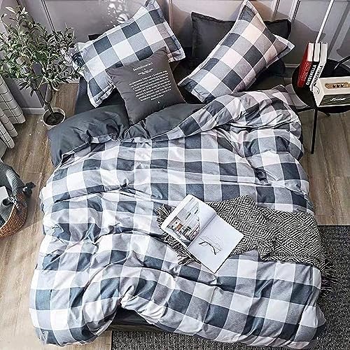 Golden Home King Size Bedsheet 6pcs One Set, High Cotton Quality Bedding Set Duvet Cover (King Size, Grey＆White) - Medaid - Lebanon