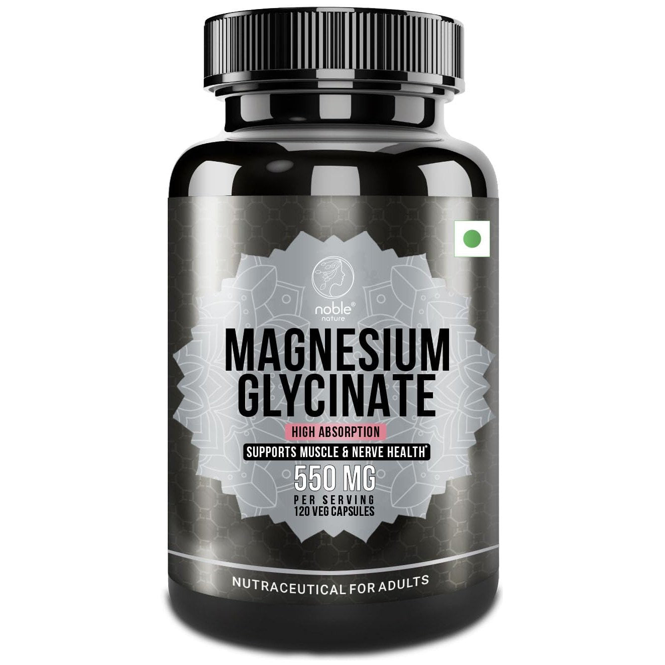 High Absorption Magnesium Glycinate 550mg - 120 Veg Capsules - 4 Months Supply - Medaid International