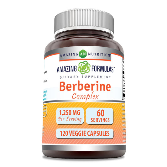 Amazing Formulas Berberine with Bitter Melon & Banaba Extract Complex | 1250 Mg per Serving |120 Veggie Capsules | Non-GMO | Gluten-Free | Made in USA - Medaid International