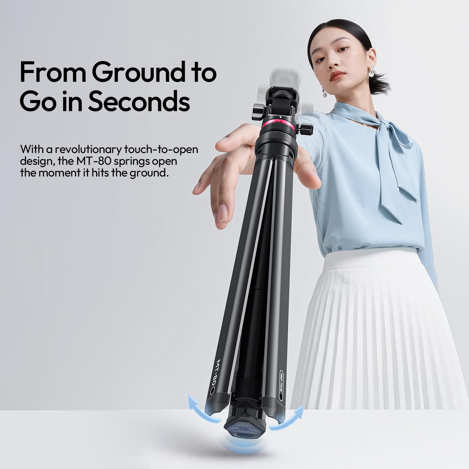 ULANZI MT-80 Aluminum Tripod Stand, 7FT Extendable Camera Phone Tripod for Travel, Auto Pop-Up, 1/4" Screw, 360 Ball Head Portable Photo Video Light Stand for DSLR Camera, Ring Light, Video Rig - Medaid International