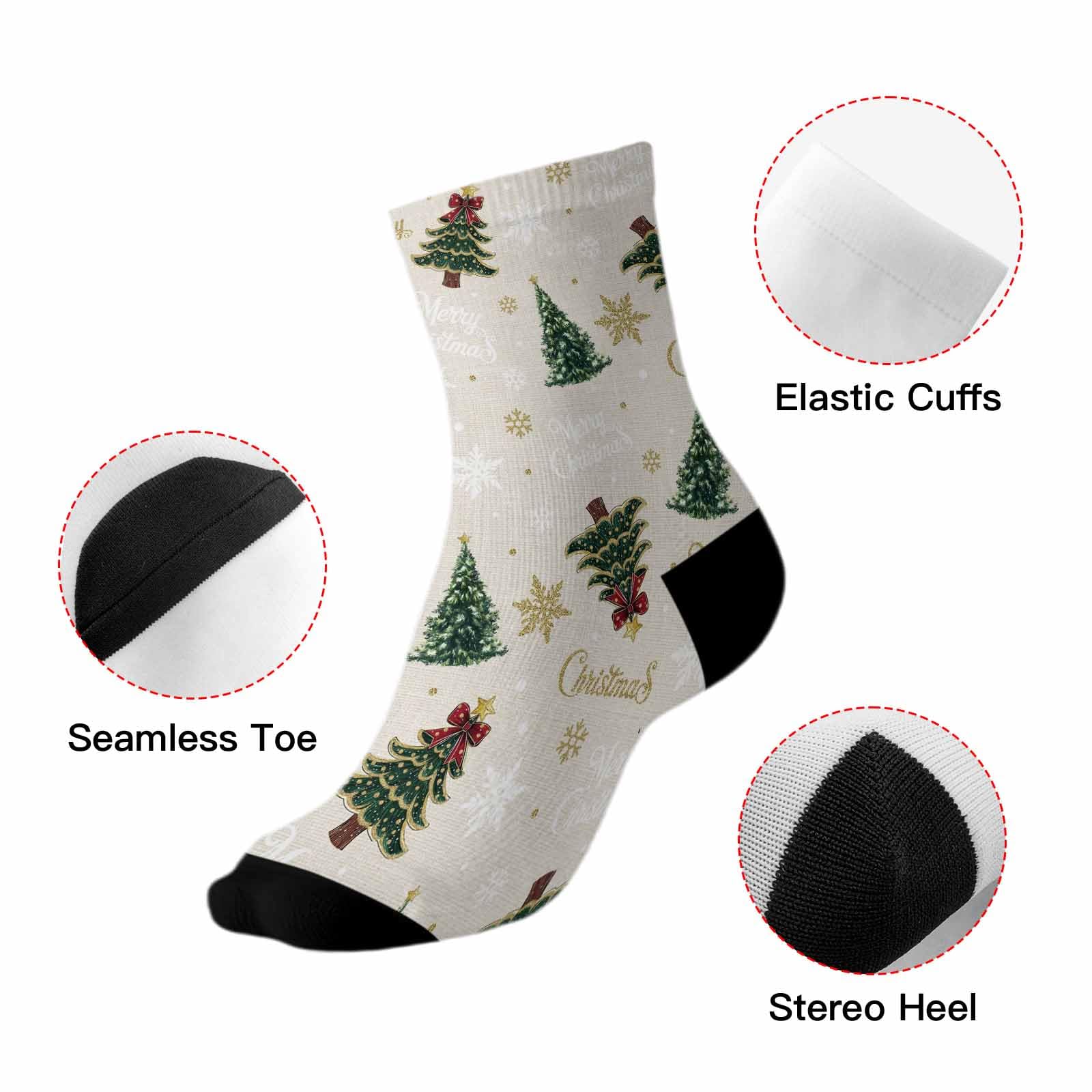 Men's Crew Socks Merry Christmas Pine Tree Star Athletic Socks Breathable Running Sock, Cushioned Ankle Sock for Men 1 Pack - Medaid International