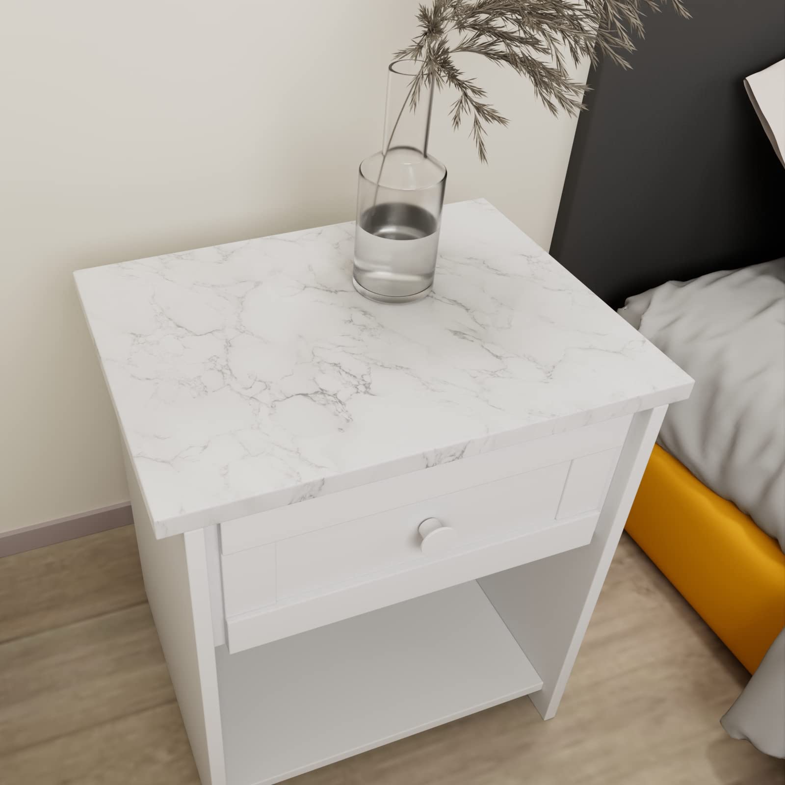 Decotalk 30 x 120 inch Marble Contact Paper Self Adhesive Wallpaper Stick and Peel Grey White Granite Countertop Contact Paper Decorative Wall Paper for Kitchen Backsplash Cabinets Island Furniture - Medaid International