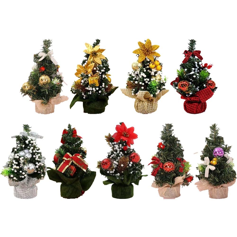 20cm Mini Christmas Tree Ornaments for Table Decorations, Small Artificial Christmas Tree with PVC and Cloth Material, 65g Weight Holiday Decoration - Medaid International
