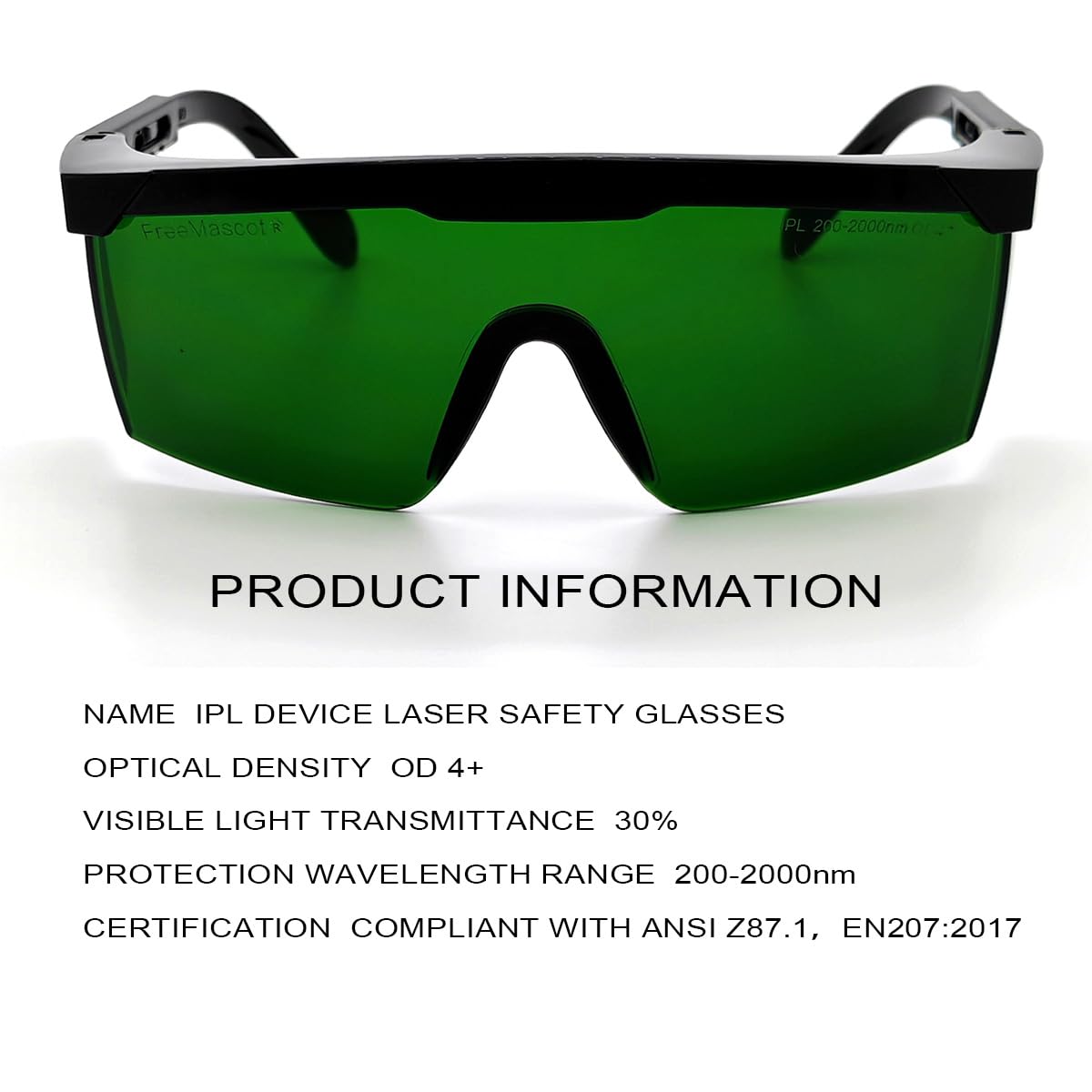 FreeMascot IPL 200nm-2000nm Laser Safety Glasses for Laser Hair Removal Treatment and Laser Cosmetology Operator Eye Protection with Case (Green) - Medaid International