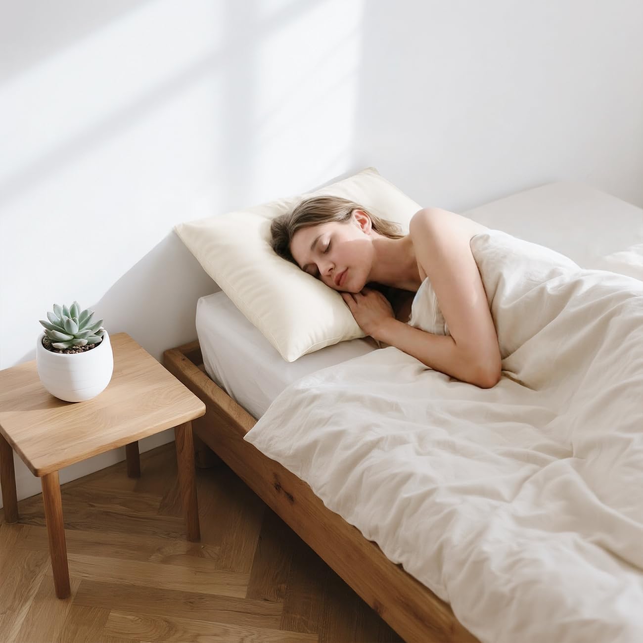 LOFE Organic Pillow with Pillowcase - 20x26 Youth Pillow with 100% Organic Cotton Shell, Adjustable Loft Organic Standard Plilow, Machine Washable, Soft, Perfect for Youth&Adults - Medaid International