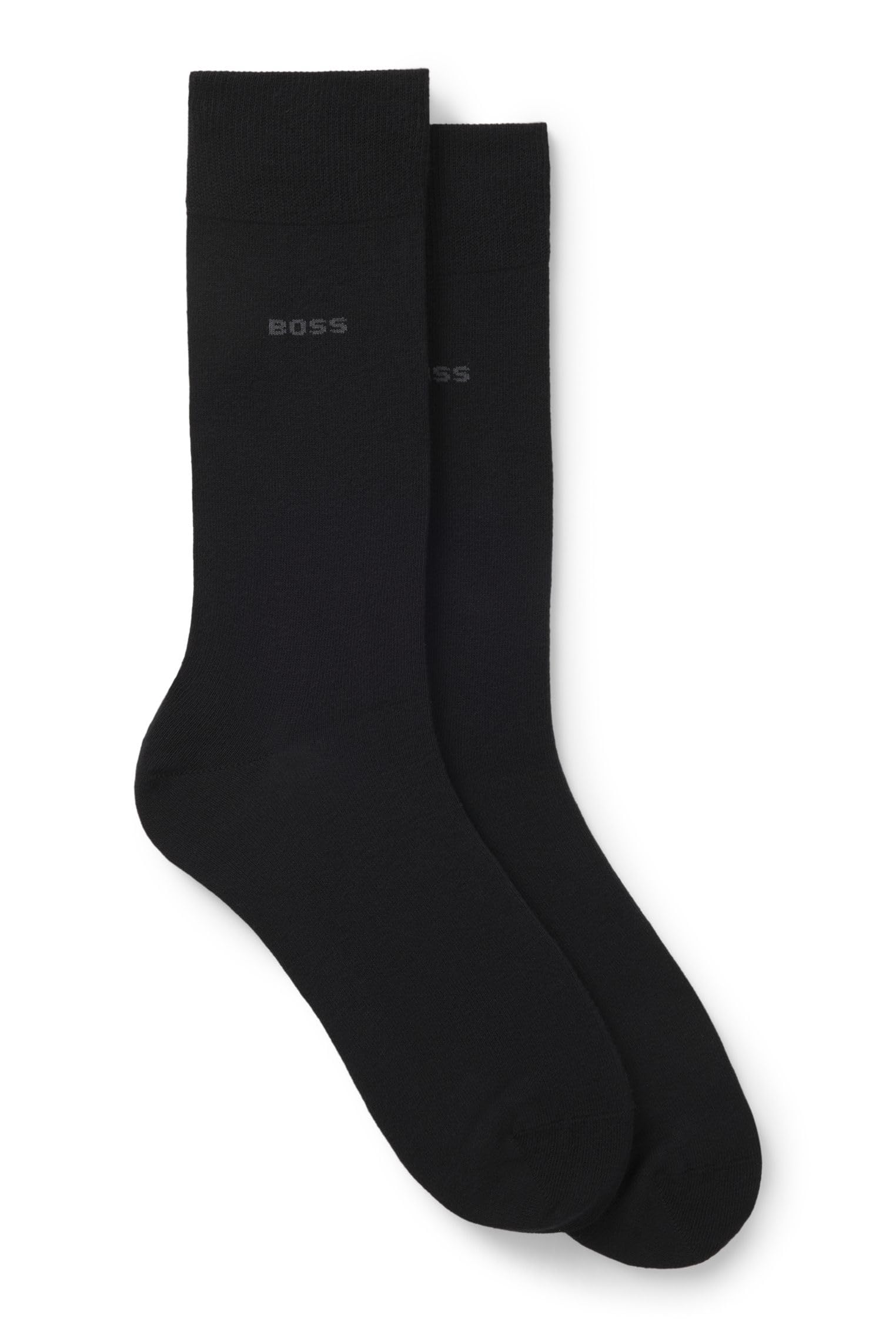 BOSS HUGO Men's 2-Pack solid mercerized cotton dress sock Sockshosiery, black, 7-13 - Medaid International
