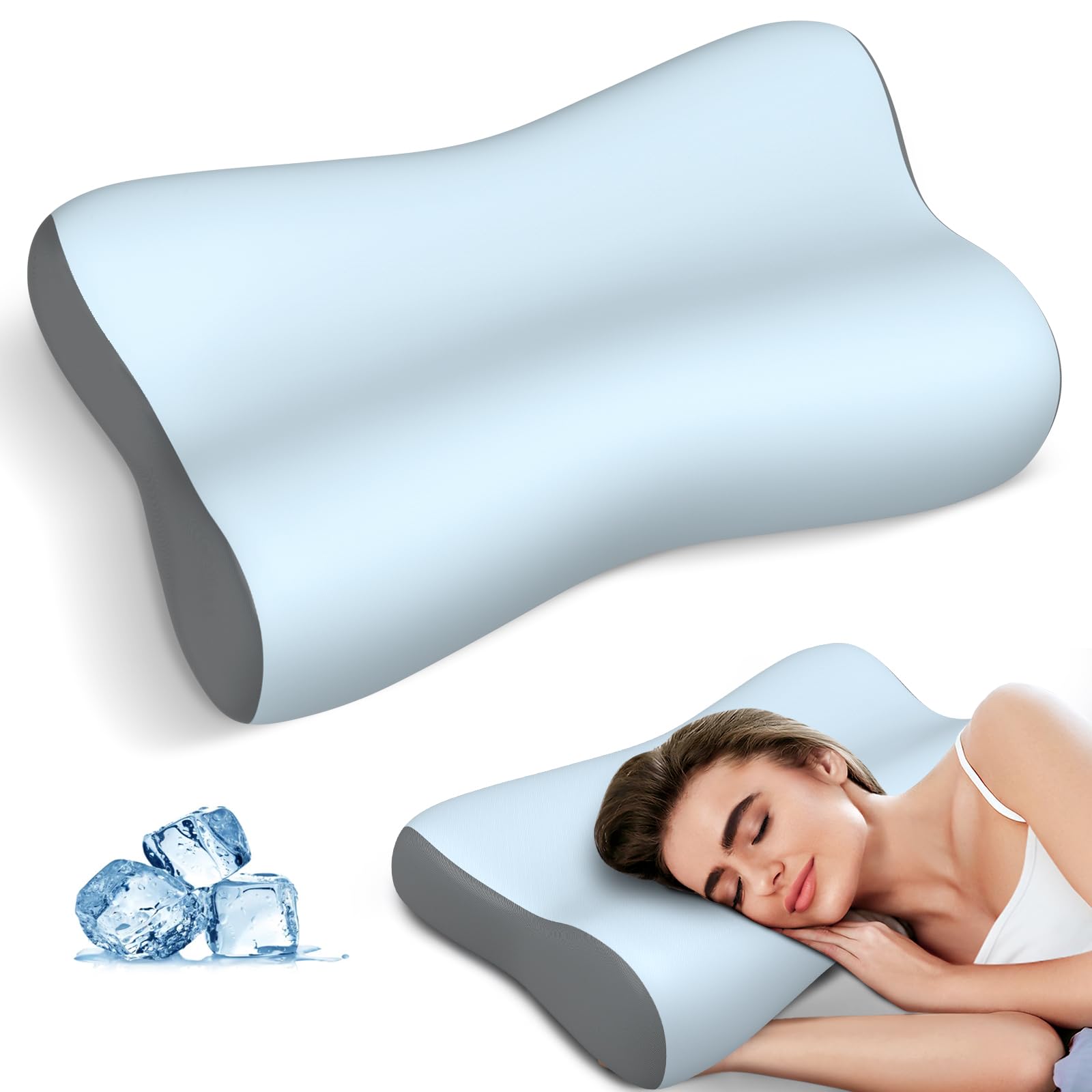 Cervical Neck Pillow, Contour Memory Foam Pillows for Neck Pain Relief, Ergonomic Pillow for Sleeping, Orthopedic Bed Pillow Neck Support Pillow for Side Back Stomach Sleepers with Cooling Pillowcase - Medaid International
