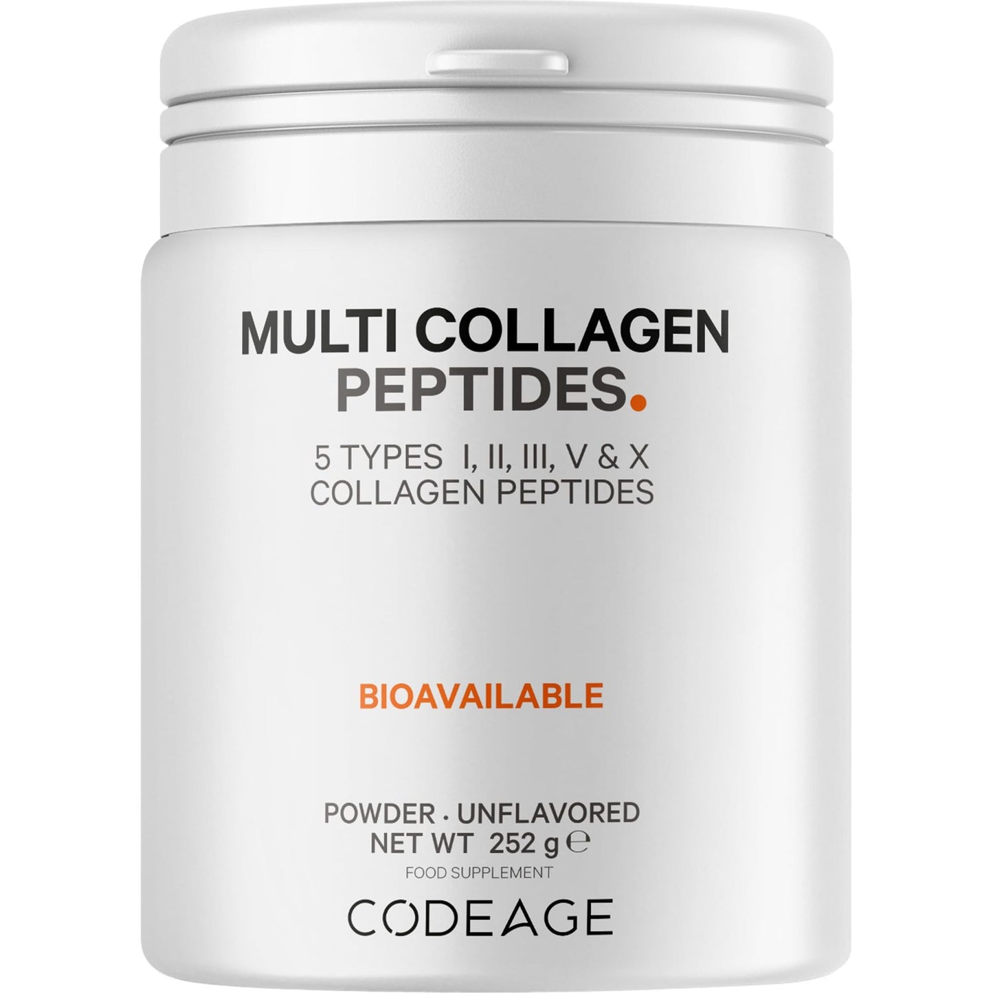 Codeage Multi Collagen Protein Powder Peptides, 1-Month Supply, Hydrolyzed, Type I, II, III, V, X Grass Fed All in One Super Bone Broth Collagen Supplement, Non-GMO, 252 Grams - Medaid International