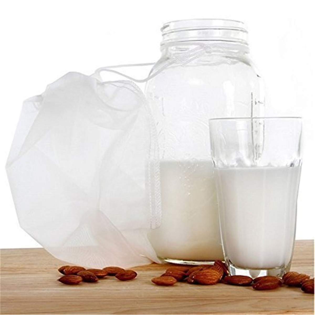 2 Pcs Pro Quality Nut Milk Bag - Big 10"X12" Commercial Grade - Reusable Almond Milk Bag & All Purpose Food Strainer - Fine Mesh Nylon Cheesecloth & Cold Brew Coffee Filter - Medaid International
