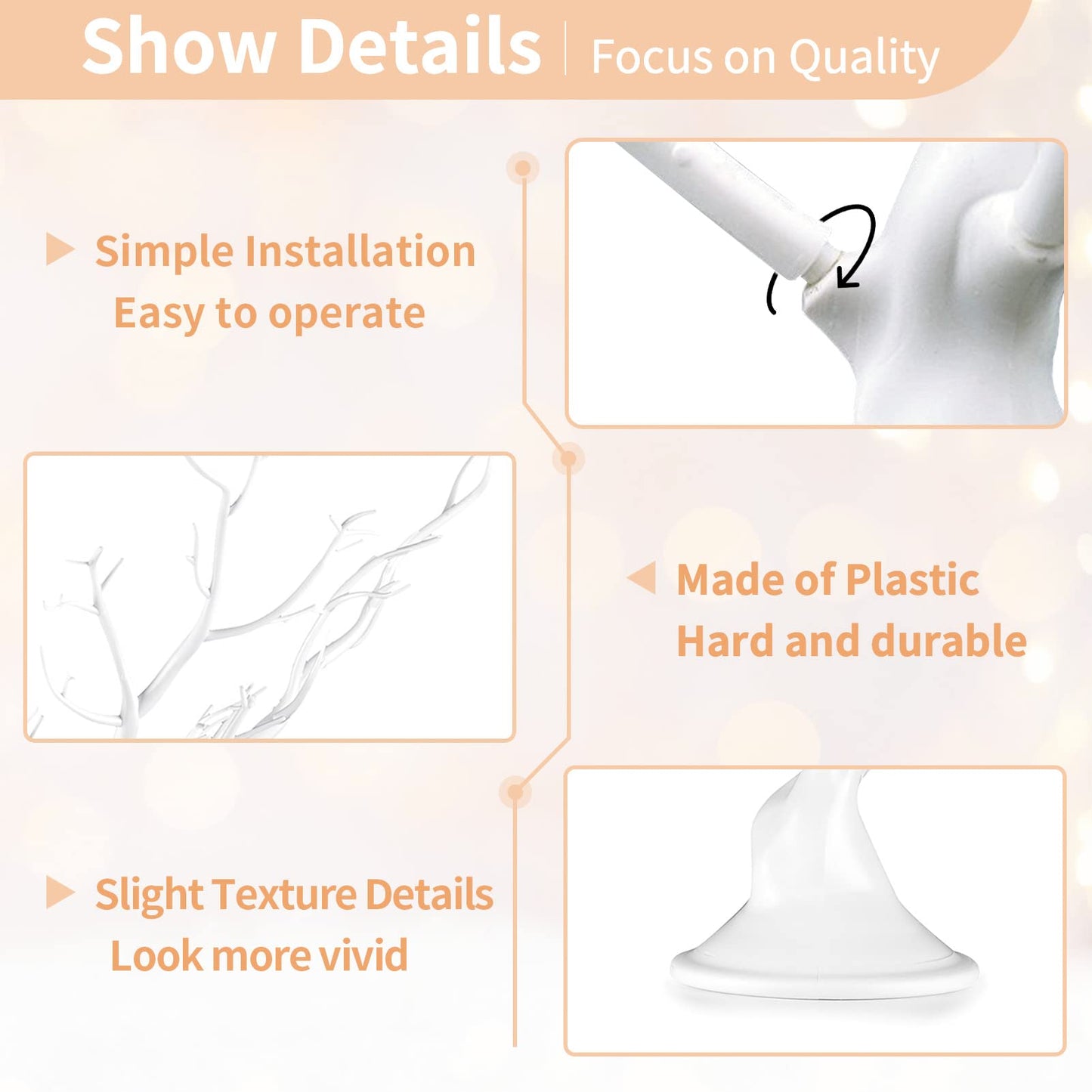 NUPTIO Artificial Tree Centerpiece, 30 inches White, Manzanita Tree Decorative Branch for Weddings, Tabletop Decoration, Ornament Display - Medaid International