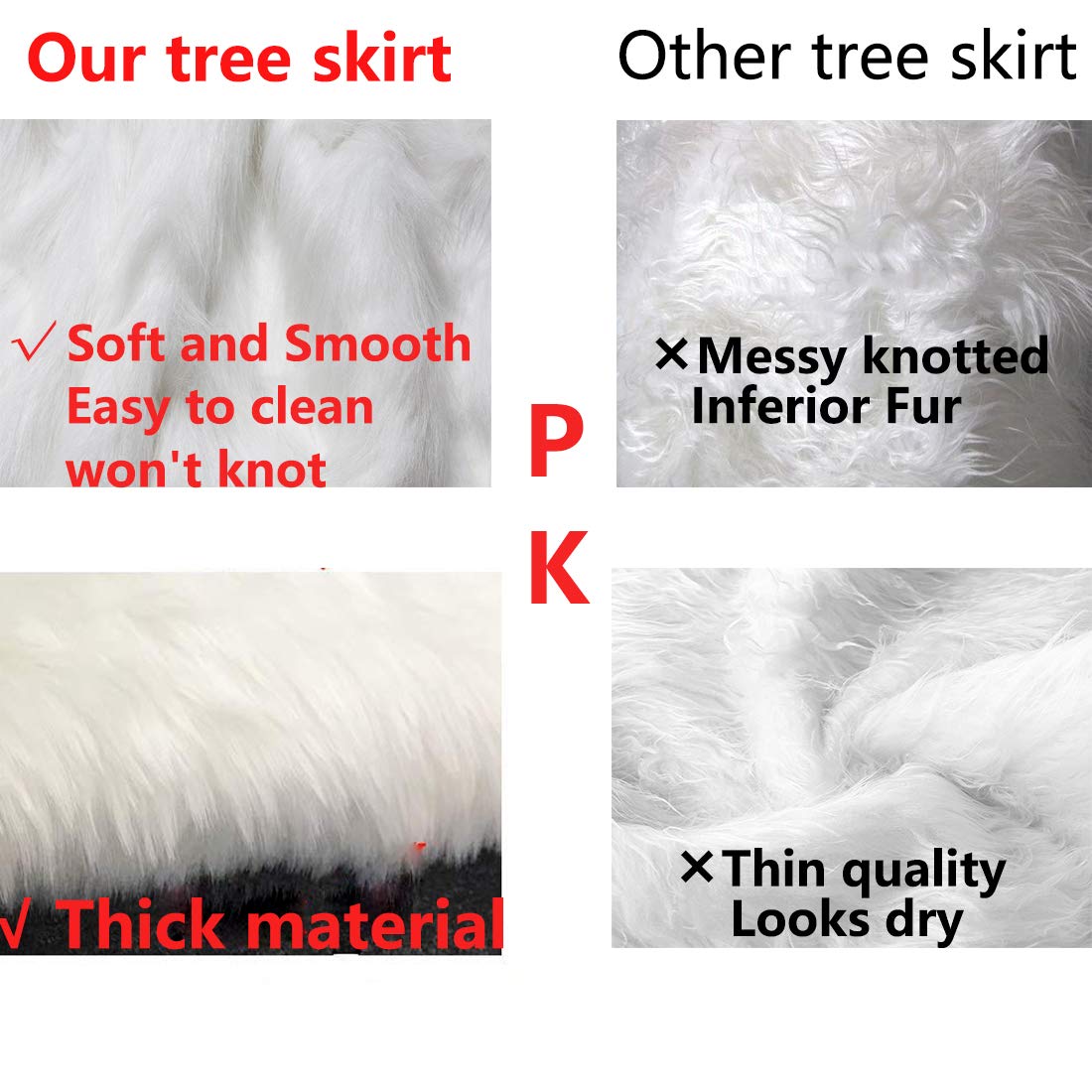 AISENO 48 Inch White Faux Fur Christmas Tree Skirt, Luxury Plush Tree Base Cover for Holiday Party and Home Christmas Decor - Medaid International