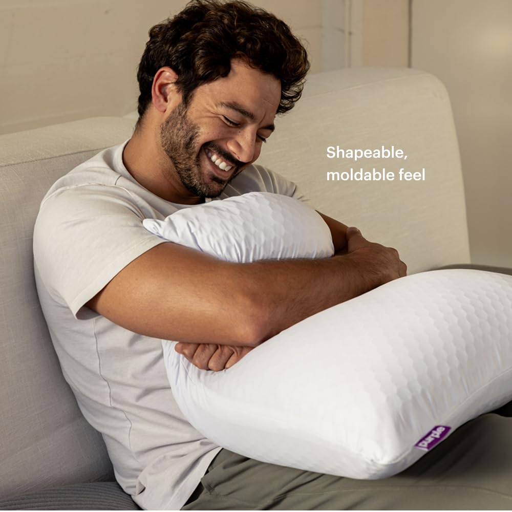 Purple Freeform Pillow - Standard Size, Customizable Support with GelFlex Grid & MicroFlex Moon Foam - Pressure Relief, Cooling, Extra Filling & Adjustable Height - Medaid International