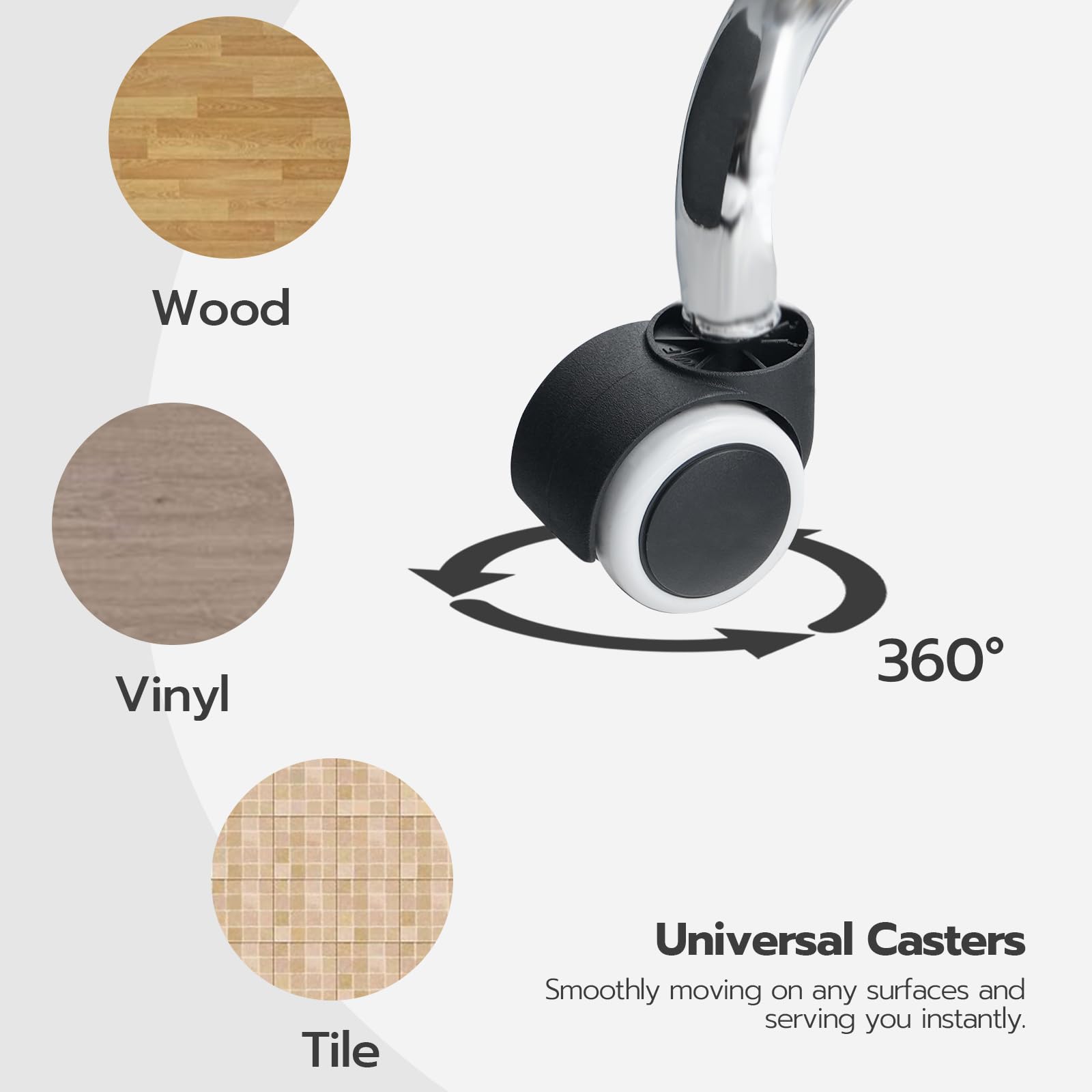 HOOBRO Height Adjustable Rolling Stool, 360° Rotating Drafting Chair, Multi-Purpose Office Desk Chair, Rolling Swivel Salon Stool Chair, for Barber Shop, Nail Salon, Office, Black SB01BY01G1 - Medaid International