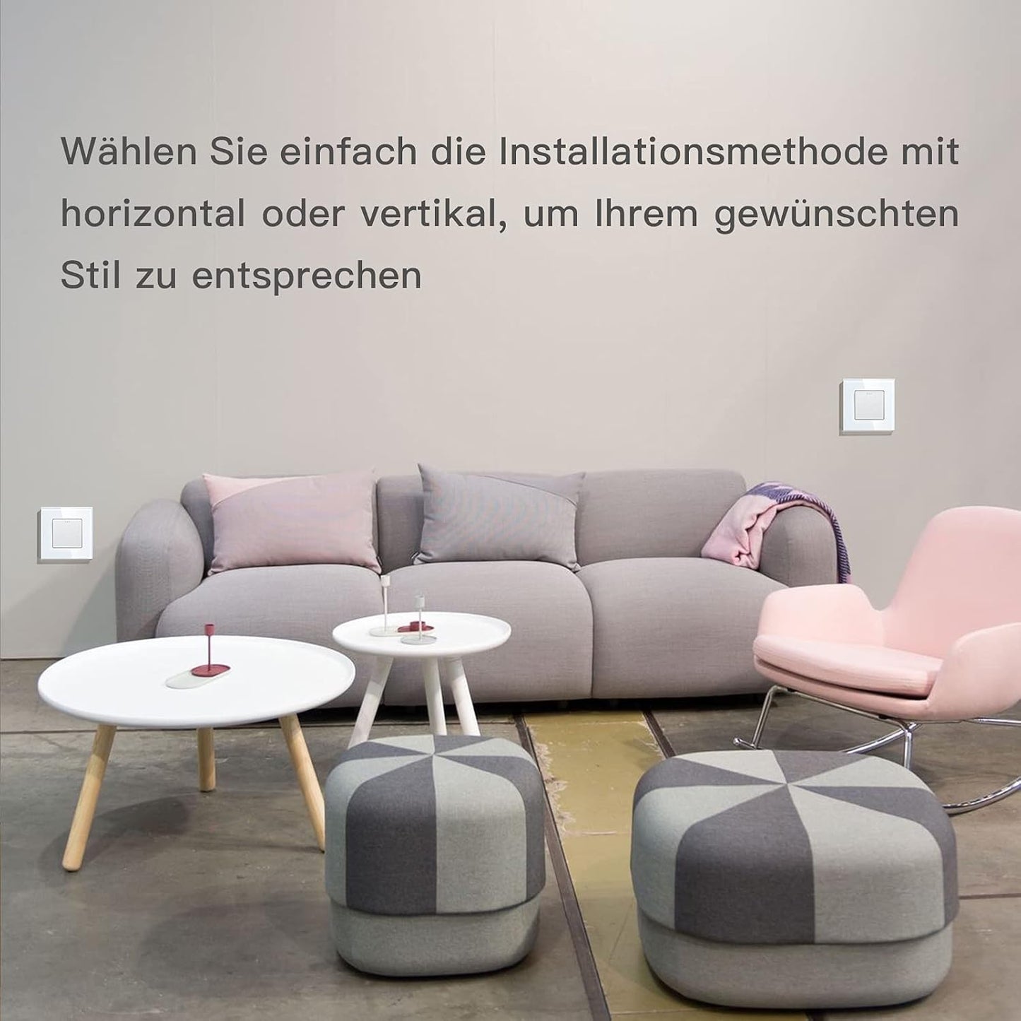 Bseed - Electrical Wall Light Switch with LED Backlight, Glass Faceplate, 10A Toggle