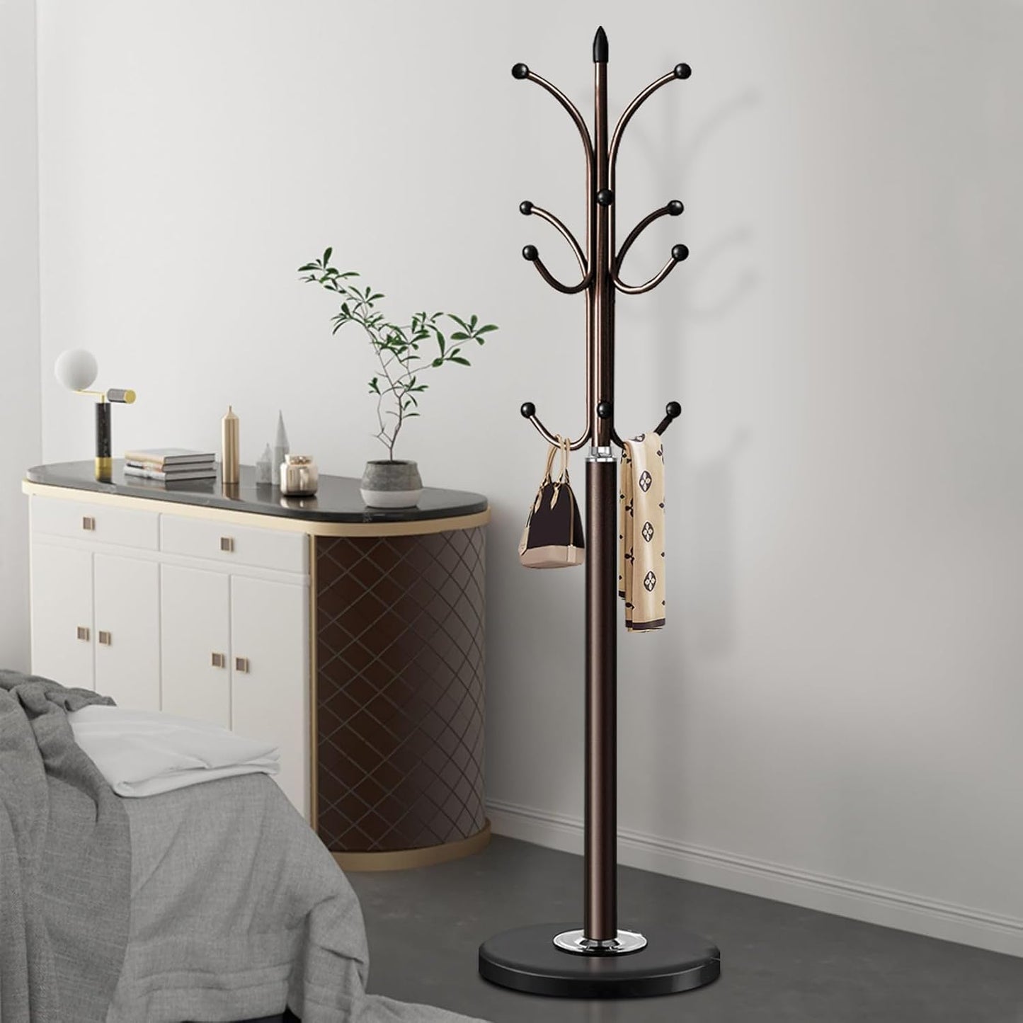 Coat Racks, Coat Stand Metal Hat Heavy Bedroom Hallway Free Standing Clothes Hat Rack Hangers Hat Hanger Holde - Medaid International