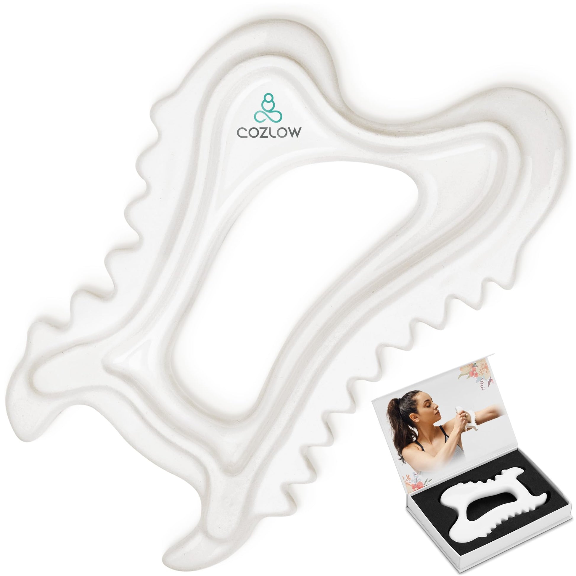 COZLOW Ceramic Gua Sha Massage Tool for Face & Body - Premium Muscle Scraping Tool for Lymphatic Drainage & Fascia Massage - Trigger Point Massager for Body Sculpting & Contouring - Medaid International