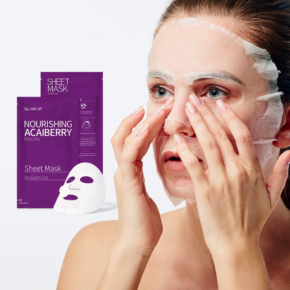 GLAM UP Sheet Mask Nourishing AcaiBerry (10 sheets) - Dewy Skin - Medaid International