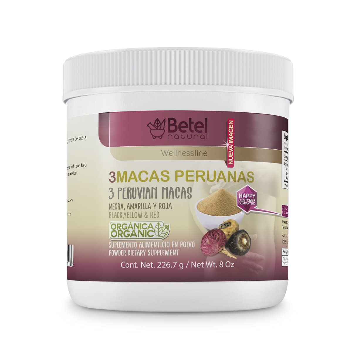Betel Natural Organic 3 Peruvian Macas Powder Black, Yellow, and Red Maca from Peru - 8 Oz - Medaid International