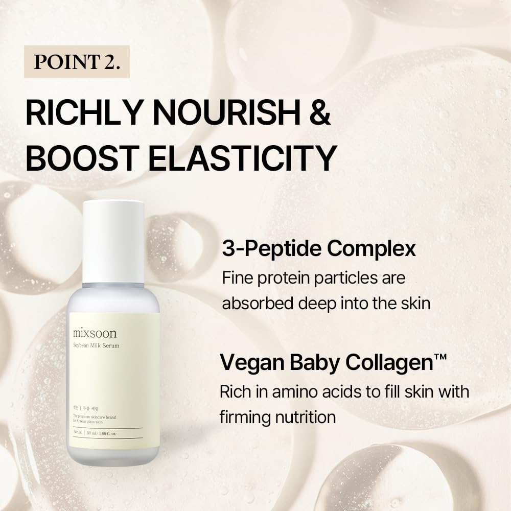 mixsoon Soybean Milk Serum - Bean Essence No.2 Nourishing Serum, Korean Skincare for Glass Skin - (1.69 fl.oz / 50ml) - Medaid International