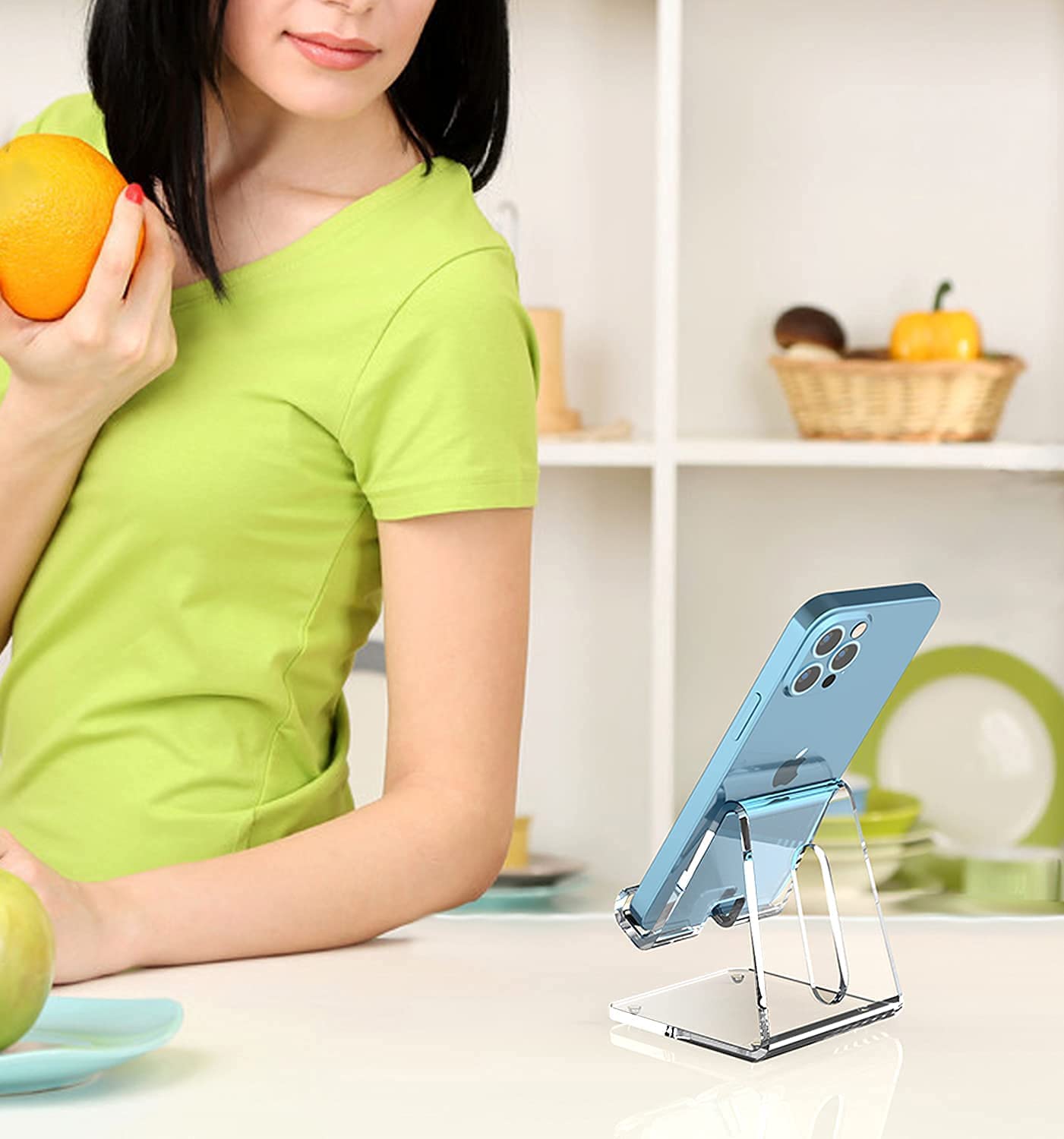 Crpich Acrylic Cell Phone Stand, Portable Clear Phone Stand for Desk, Compatible with Phone16 15 14 13 Pro Max Mini 12 11 Plus SE, Switch, Android Smartphone, Pad, Tablet, Desk Accessories - Medaid International