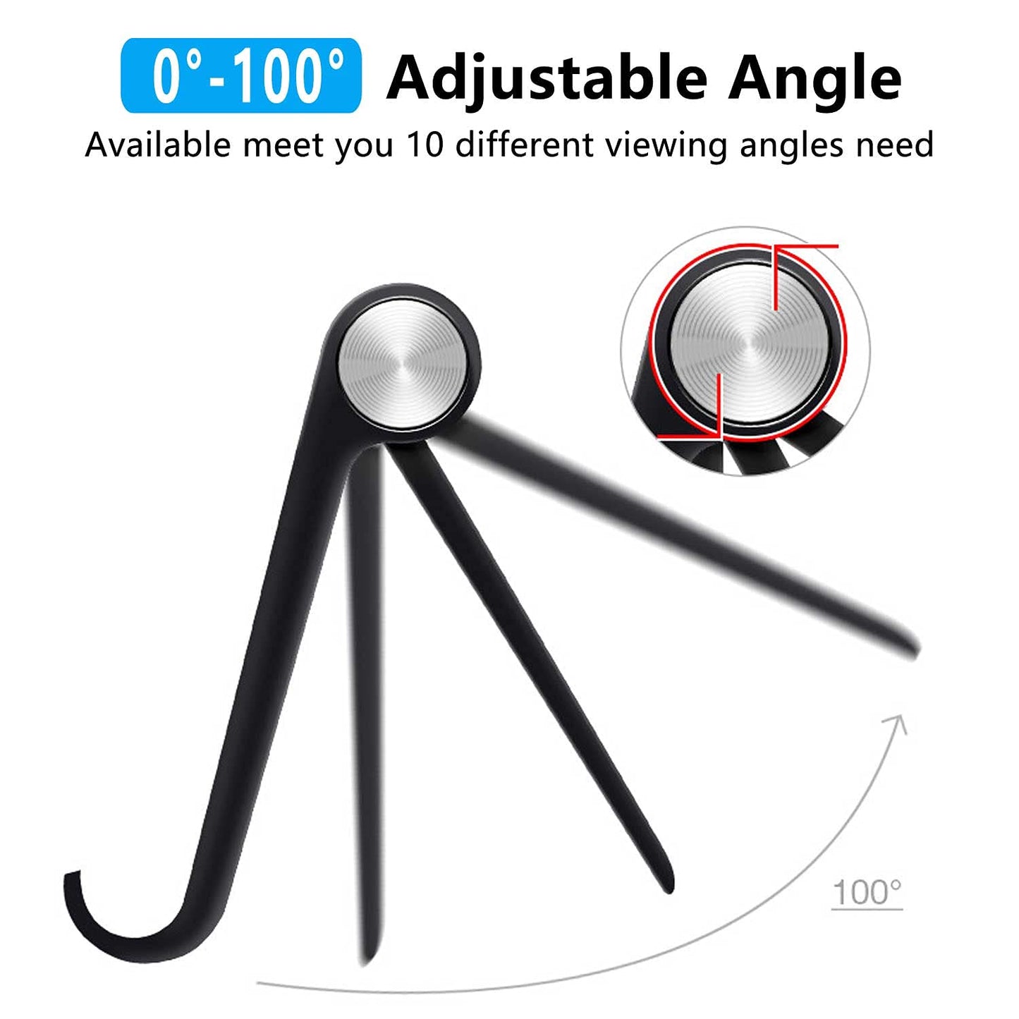 VOVIGGOL Cell Phone Stand Holder, Cellphone Holder Adjustable Desktop Phone Stand for Desk, Foldable Phone Cradle Dock Mobile Stand for iPhone iPad Tablet 4 to 7.9 Inch Smartphones (Black) - Medaid International