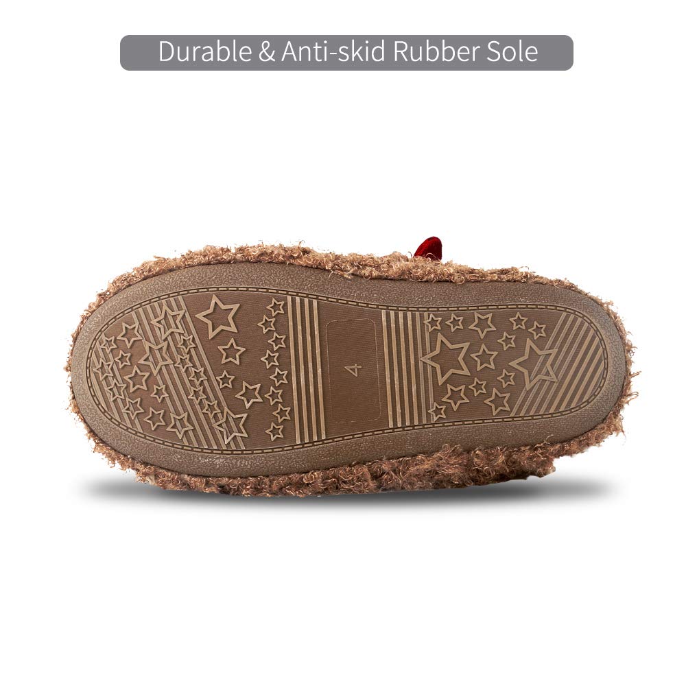 ANNALEMON Christmas Slippers for Women Fuzzy Reindeer House Shoes with Memory Foam 9 Brown - Medaid International
