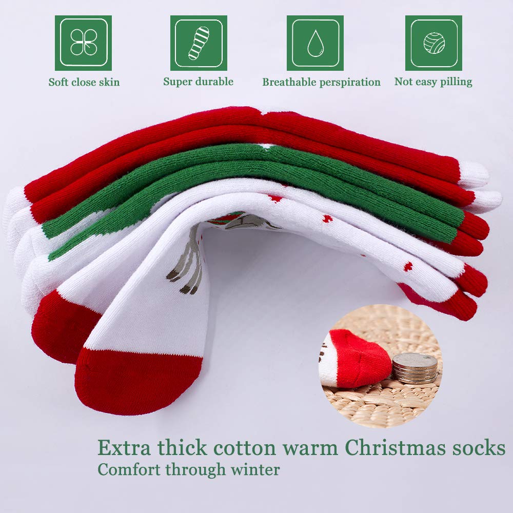WTTORDE 3 PCS Cute Kid Sock Warm Winter Crew Socks Unisex Cotton Socks Xmas Gift（M） - Medaid International
