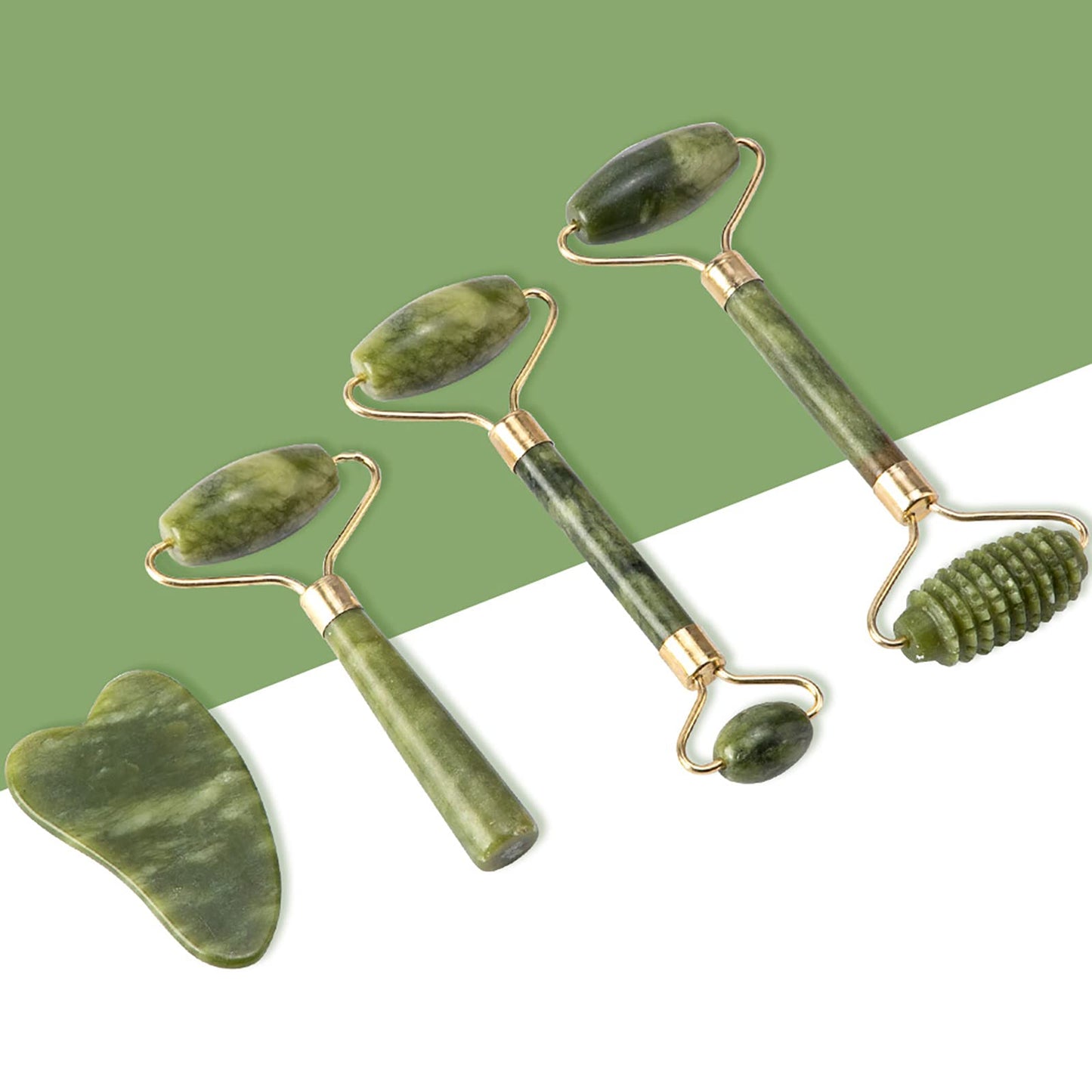 fuvooi Jade Gua Sha Facial Massager Set - 5 in 1 Skin Care Tools with Roller and Massager - Medaid International