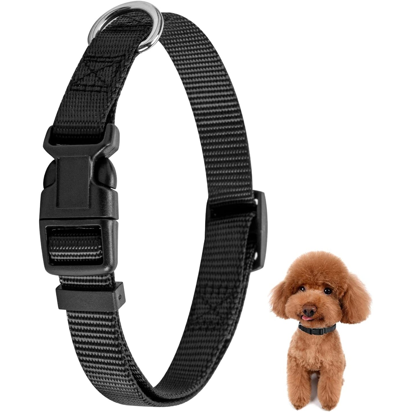 PuppyDoggy Adjustable Dog Collar Black Nylon Dog Collar Martingale Collar for Dogs with Quick Release Buckle Classic Pet Collar for Small Medium Large Dogs (Small 1 Pack, Black) - Medaid - Lebanon