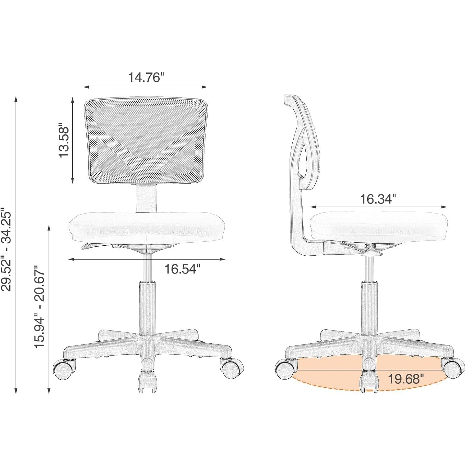 Sweetcrispy Office Desk Chair, Ergonomic Low-Back Mesh Rolling Work Swivel Chairs with Wheels, Armless Comfortable Seat Lumbar Support for Home, Bedroom, Study, Student, Adults,Classic Grey - Medaid International