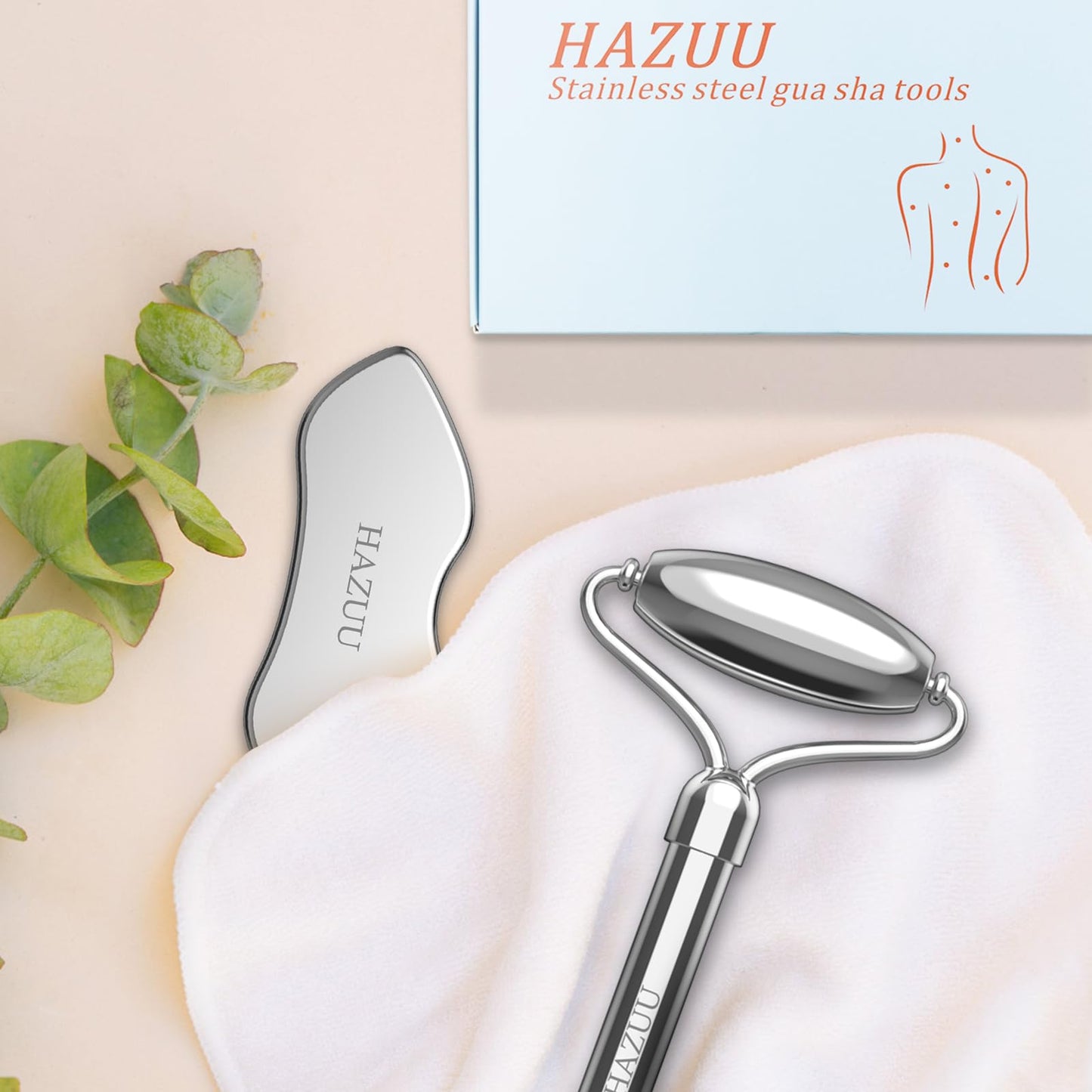 Stainless Steel Gua Sha & Face Rollers - Metal Roller for Eyes & Neck, Anti-Aging Facial Massage Tools, Gua Sha Facial Tool Kit (JGS-1) - Medaid International