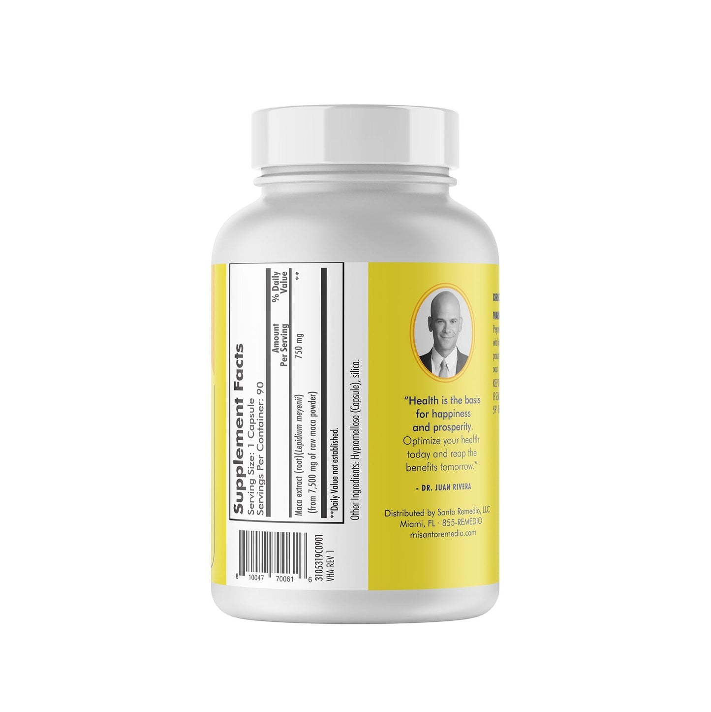 Santo Remedio Maca, Helps Support Healthy Energy Levels, Dietary Supplement, 750 mg per Serving, Vegetarian, No Artificial Flavors, No Artificial Colors, 90 Capsules, 90 Doses - Medaid International