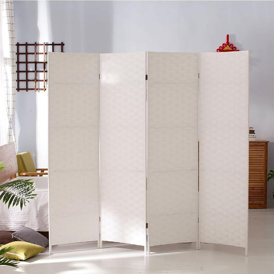 Valman Foldable Movable Stretch Room Divider, Fully Hand-woven Entrance Partition, Suitable for Office, Bedroom, Living Room, Hotel Room Wall, (Milk White) - Medaid International